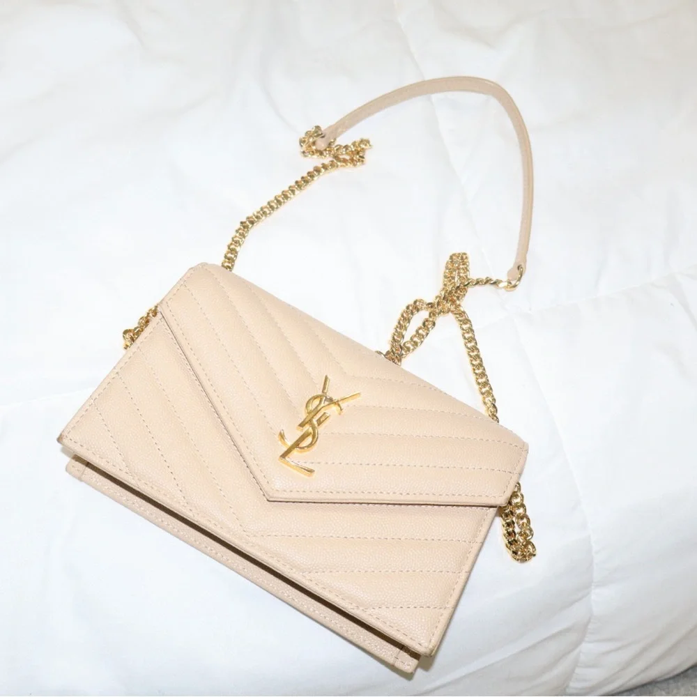 Saint Laurent Cream Quilted Crossbody Bag with Gold Chain - Picture 4 of 6